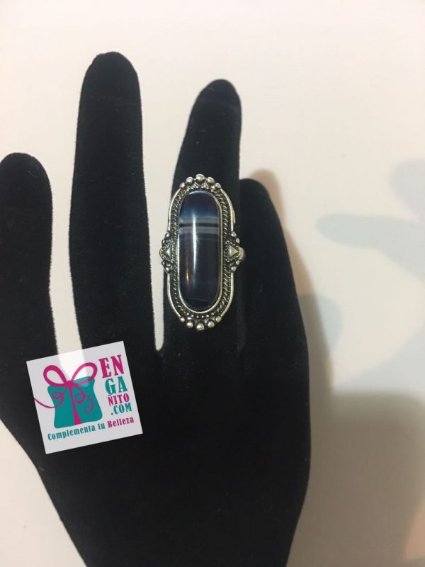 Anillo ajustable piedra azul