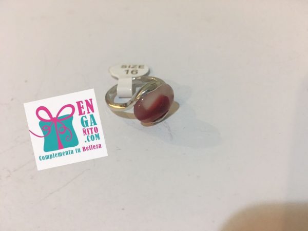 Anillo magenta con blanco medida 16