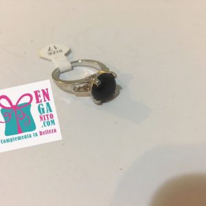 Anillo negro redondo, medida 17