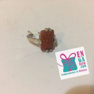 Anillo naranjo cuadrado, medida 18