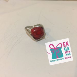 Anillo rojo con manchas , medida 19