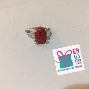 Anillo rojo ovalado, medida 19